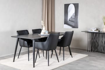 Rektangulär matgrupp Venture Home Svart Svart 4st - Møbler - Bord - Spisegruppe