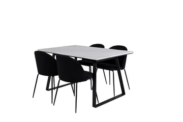 Rektangulär matgrupp Venture Home Svart Svart 4st - Møbler - Bord - Spisegruppe