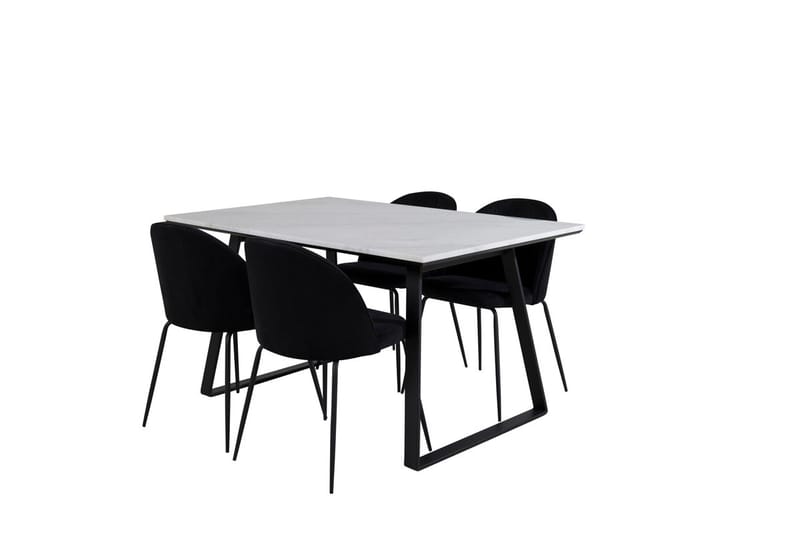 Rektangulär matgrupp Venture Home Svart Svart 4st - Møbler - Bord - Spisegruppe
