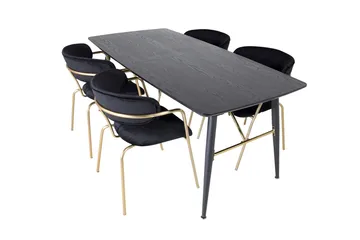 Rektangulär matgrupp Venture Home Svart Svart 4st - Møbler - Bord - Spisegruppe