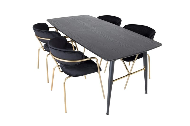 Rektangulär matgrupp Venture Home Svart Svart 4st - Møbler - Bord - Spisegruppe