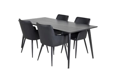 Rektangulär matgrupp Venture Home Svart Svart 4st - Møbler - Bord - Spisegruppe