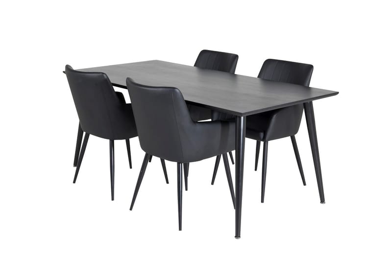 Rektangulär matgrupp Venture Home Svart Svart 4st - Møbler - Bord - Spisegruppe