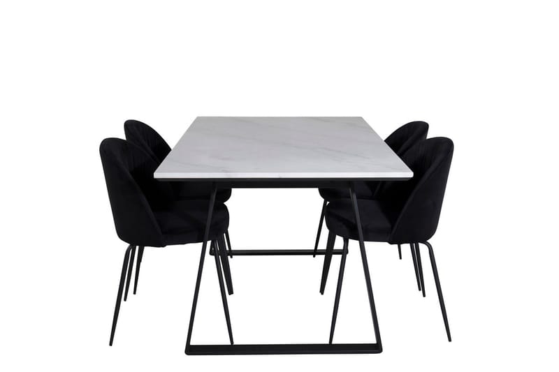 Rektangulär matgrupp Venture Home Svart Svart 4st - Møbler - Bord - Spisegruppe