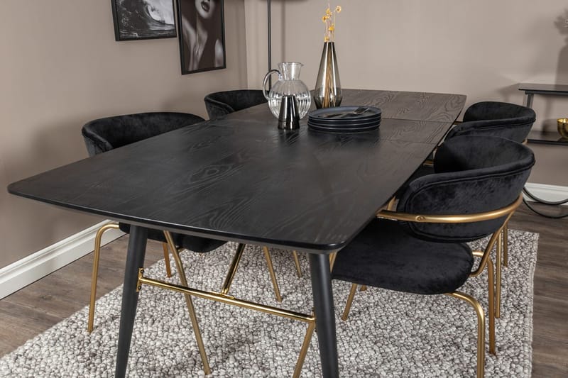 Rektangulär matgrupp Venture Home Svart Svart 4st - Møbler - Bord - Spisegruppe