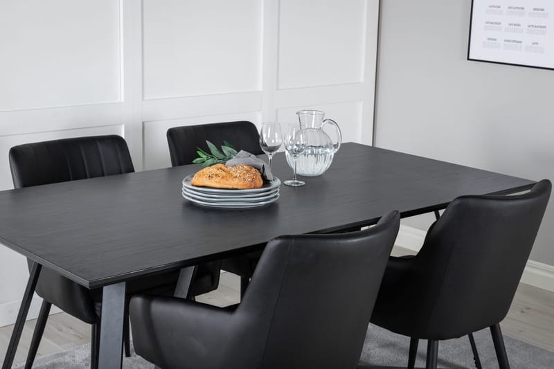 Rektangulär matgrupp Venture Home Svart Svart 4st - M øbler - Bord - Spisegruppe