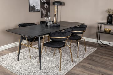 Rektangulär matgrupp Venture Home Svart Svart 4st - Møbler - Bord - Spisegruppe