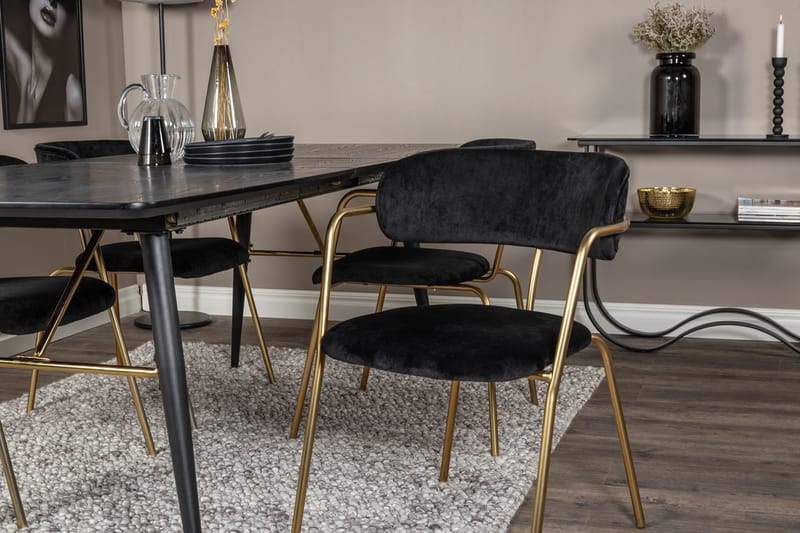 Rektangulär matgrupp Venture Home Svart Svart 4st - Møbler - Bord - Spisegruppe