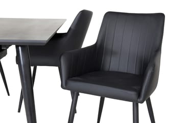 Rektangulär matgrupp Venture Home Svart Svart 4st - Møbler - Bord - Spisegruppe