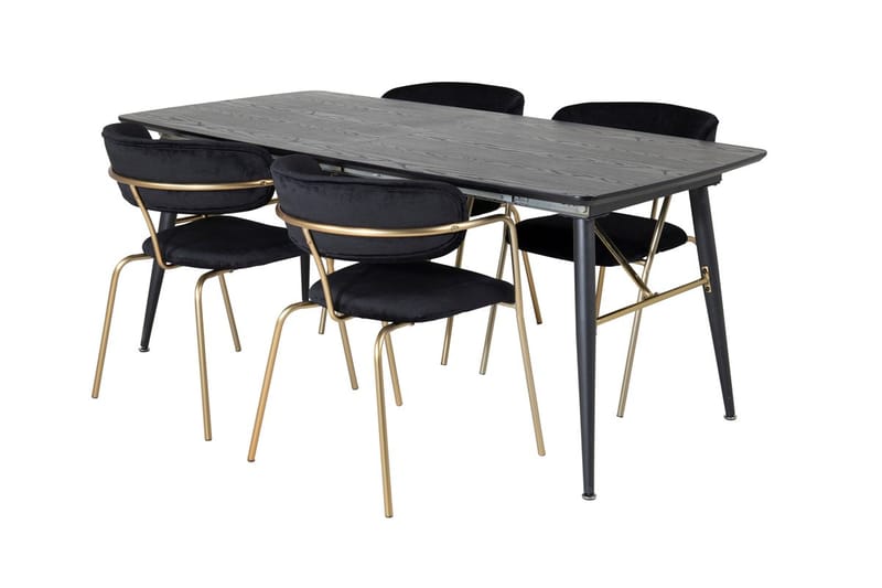 Rektangulär matgrupp Venture Home Svart Svart 4st - Møbler - Bord - Spisegruppe