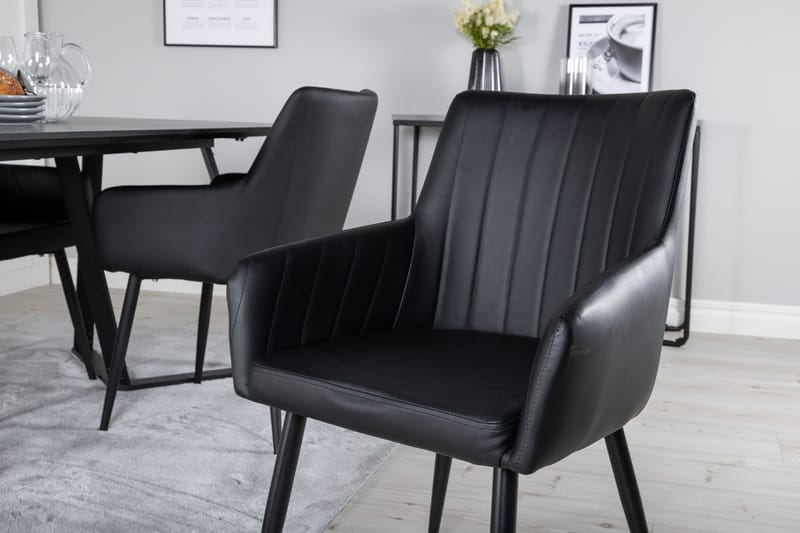 Rektangulär matgrupp Venture Home Svart Svart 4st - Møbler - Bord - Spisegruppe