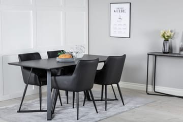 Rektangulär matgrupp Venture Home Svart Svart 4st - Møbler - Bord - Spisegruppe