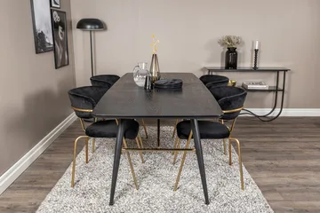 Rektangulär matgrupp Venture Home Svart Svart 4st - Møbler - Bord - Spisegruppe