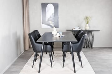 Rektangulär matgrupp Venture Home Svart Svart 4st - Møbler - Bord - Spisegruppe