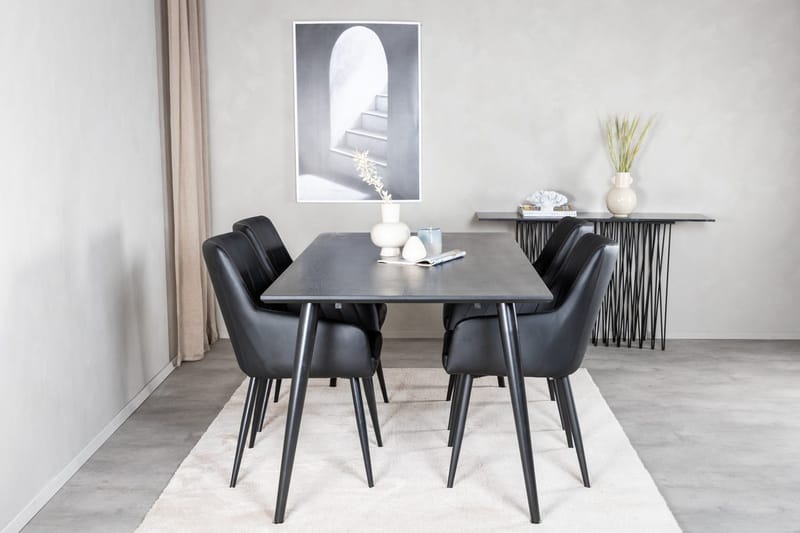 Rektangulär matgrupp Venture Home Svart Svart 4st - Møbler - Bord - Spisegruppe