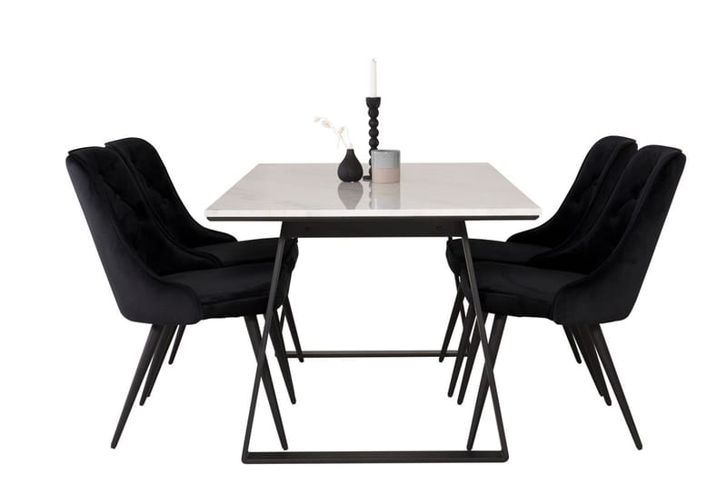 Rektangulär matgrupp Venture Home Svart Svart 4st - Møbler - Bord - Spisegruppe