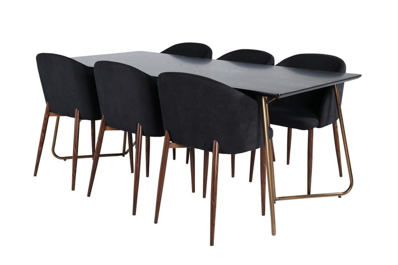 Rektangulär matgrupp Venture Home Svart Svart 6st - Møbler - Bord - Spisegruppe