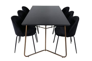 Rektangulär matgrupp Venture Home Svart Svart 6st - Møbler - Bord - Spisegruppe
