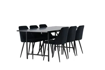 Rektangulär matgrupp Venture Home Svart Svart 6st - Møbler - Bord - Spisegruppe