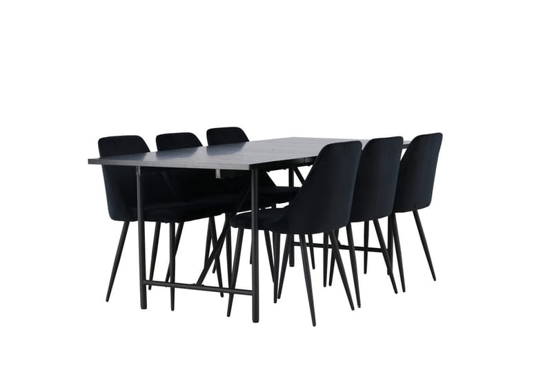 Rektangulär matgrupp Venture Home Svart Svart 6st - Møbler - Bord - Spisegruppe
