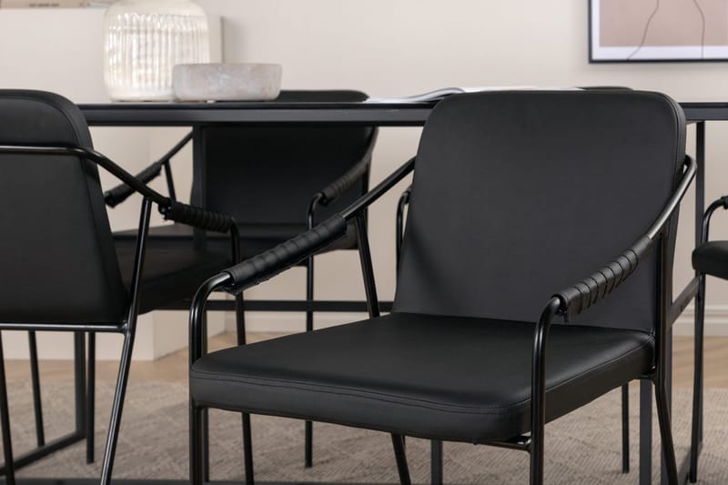 Rektangulär matgrupp Venture Home Svart Svart 6st - Møbler - Bord - Spisegruppe
