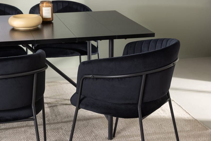 Rektangulär matgrupp Venture Home Svart Svart 6st - M øbler - Bord - Spisegruppe