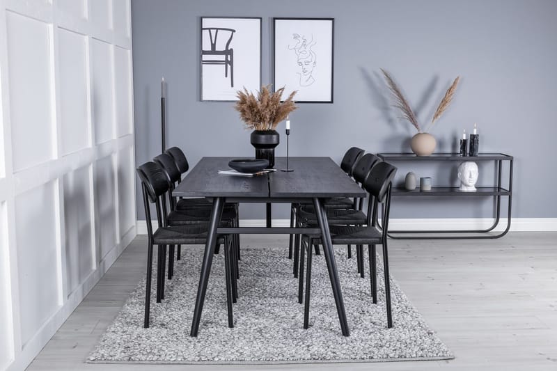 Rektangulär matgrupp Venture Home Svart Svart 6st - Møbler - Bord - Spisegruppe