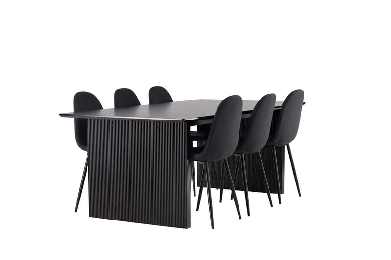 Rektangulär matgrupp Venture Home Svart Svart 6st - Møbler - Bord - Spisegruppe
