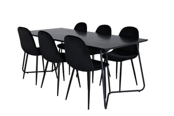 Rektangulär matgrupp Venture Home Svart Svart 6st - Møbler - Bord - Spisegruppe