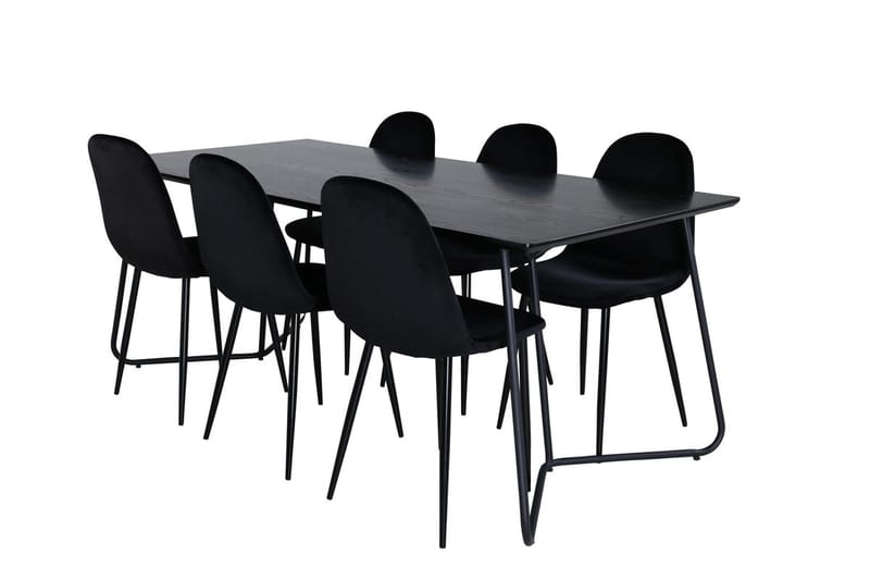 Rektangulär matgrupp Venture Home Svart Svart 6st - Møbler - Bord - Spisegruppe