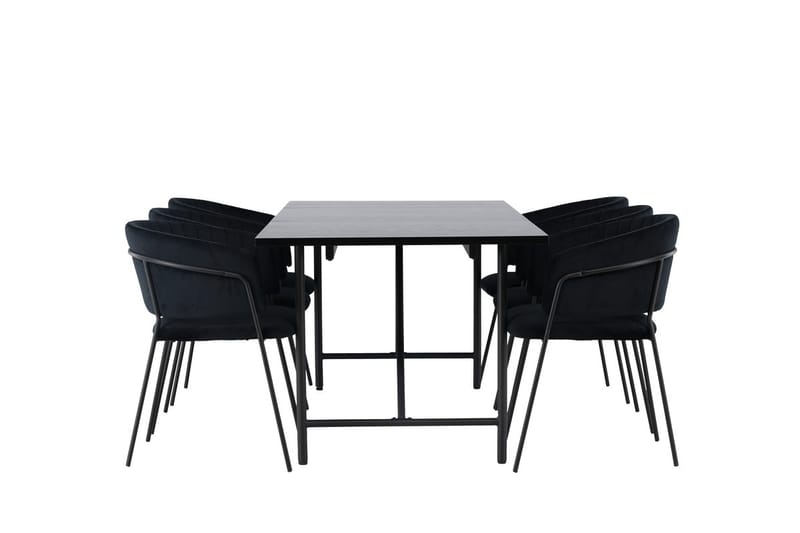 Rektangulär matgrupp Venture Home Svart Svart 6st - Møbler - Bord - Spisegruppe