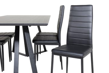 Rektangulär matgrupp Venture Home Svart Svart 6st - Møbler - Bord - Spisegruppe