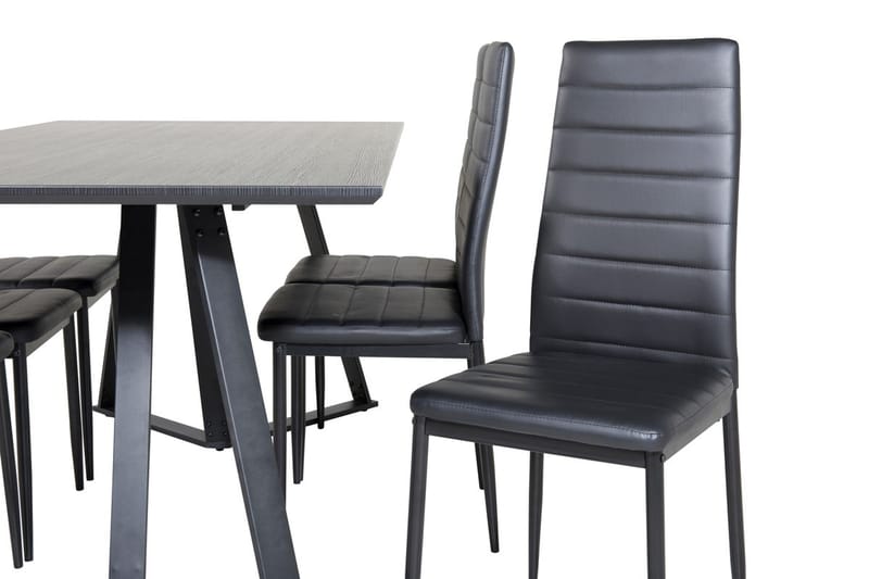 Rektangulär matgrupp Venture Home Svart Svart 6st - Møbler - Bord - Spisegruppe