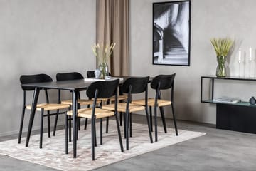 Rektangulär matgrupp Venture Home Svart Svart 6st - Møbler - Bord - Spisegruppe