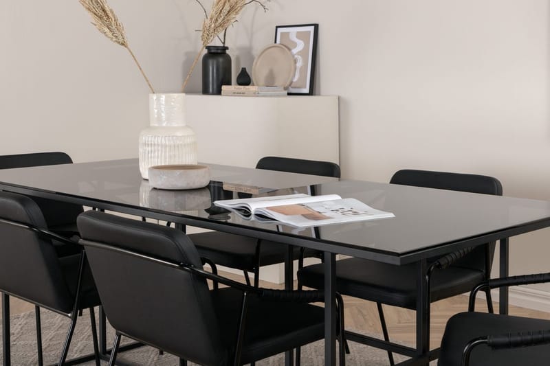 Rektangulär matgrupp Venture Home Svart Svart 6st - M øbler - Bord - Spisegruppe