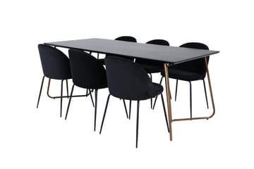 Rektangulär matgrupp Venture Home Svart Svart 6st - Møbler - Bord - Spisegruppe