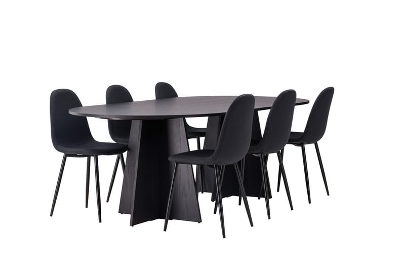 Rektangulär matgrupp Venture Home Svart Svart 6st - Møbler - Bord - Spisegruppe