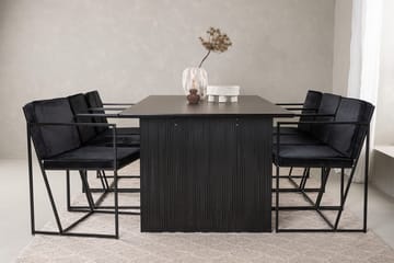 Rektangulär matgrupp Venture Home Svart Svart 6st - Møbler - Bord - Spisegruppe