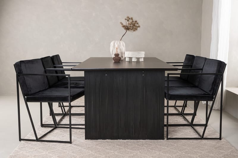 Rektangulär matgrupp Venture Home Svart Svart 6st - Møbler - Bord - Spisegruppe