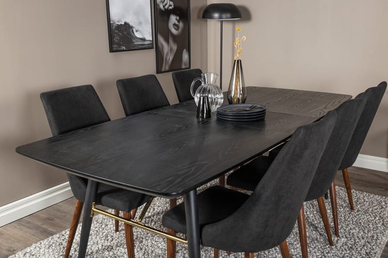 Rektangulär matgrupp Venture Home Svart Svart 6st - Møbler - Bord - Spisegruppe