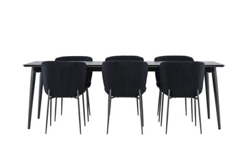 Rektangulär matgrupp Venture Home Svart Svart 6st - Møbler - Bord - Spisegruppe