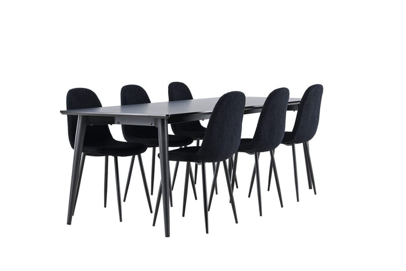 Rektangulär matgrupp Venture Home Svart Svart 6st - Møbler - Bord - Spisegruppe
