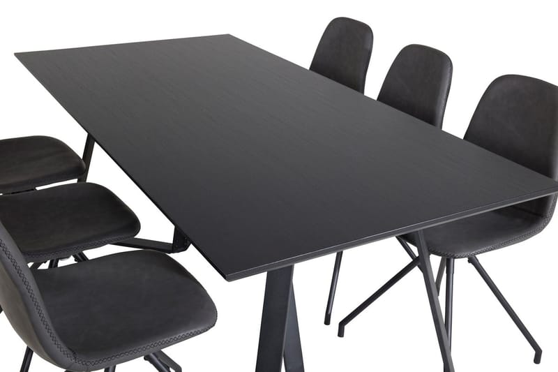 Rektangulär matgrupp Venture Home Svart Svart 6st - Møbler - Bord - Spisegruppe