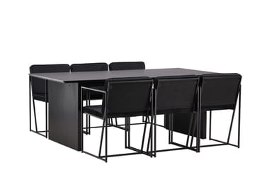 Rektangulär matgrupp Venture Home Svart Svart 6st - Møbler - Bord - Spisegruppe