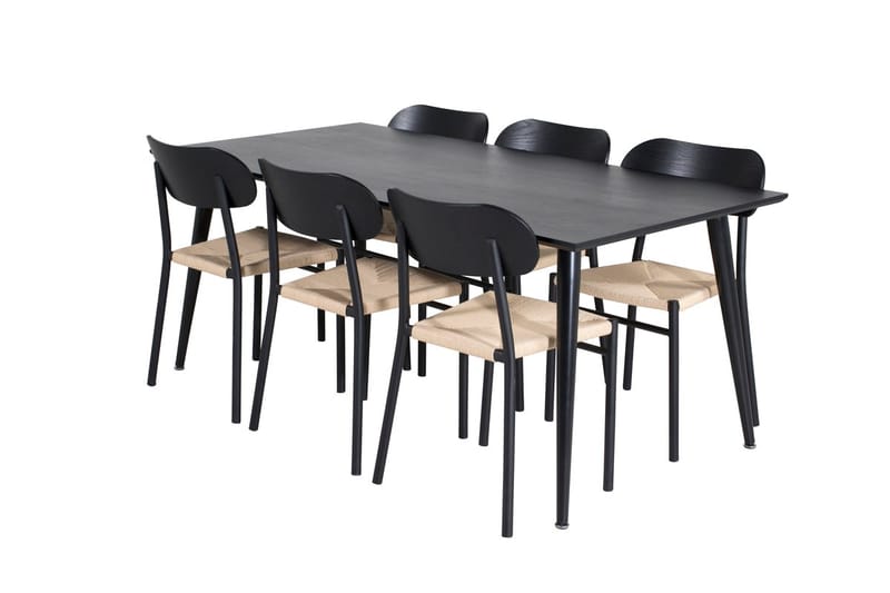 Rektangulär matgrupp Venture Home Svart Svart 6st - Møbler - Bord - Spisegruppe