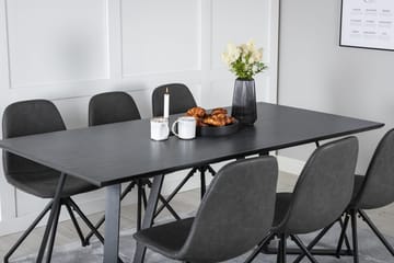 Rektangulär matgrupp Venture Home Svart Svart 6st - Møbler - Bord - Spisegruppe