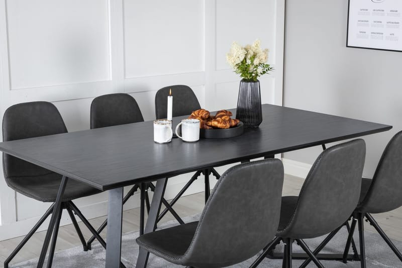 Rektangulär matgrupp Venture Home Svart Svart 6st - M øbler - Bord - Spisegruppe