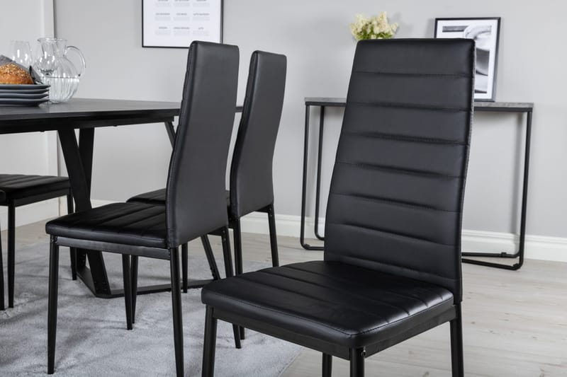 Rektangulär matgrupp Venture Home Svart Svart 6st - M øbler - Bord - Spisegruppe