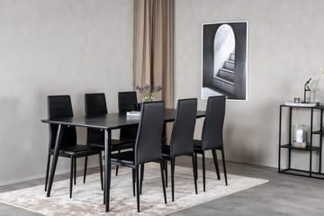 Rektangulär matgrupp Venture Home Svart Svart 6st - Møbler - Bord - Spisegruppe