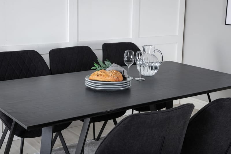 Rektangulär matgrupp Venture Home Svart Svart 6st - Møbler - Bord - Spisegruppe